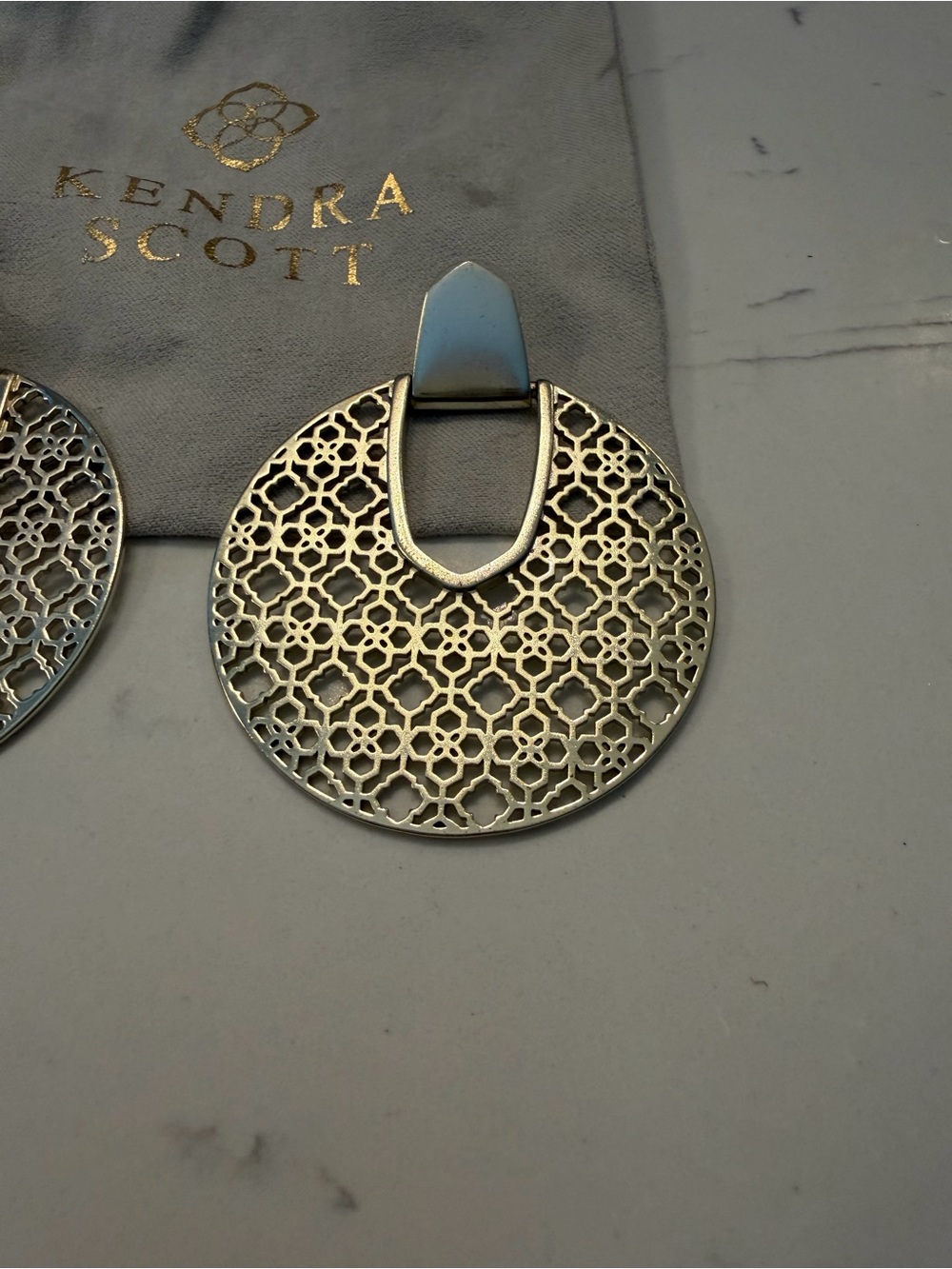 Kendra Scott Antiqued Gold Filigree Round Drop Earrings